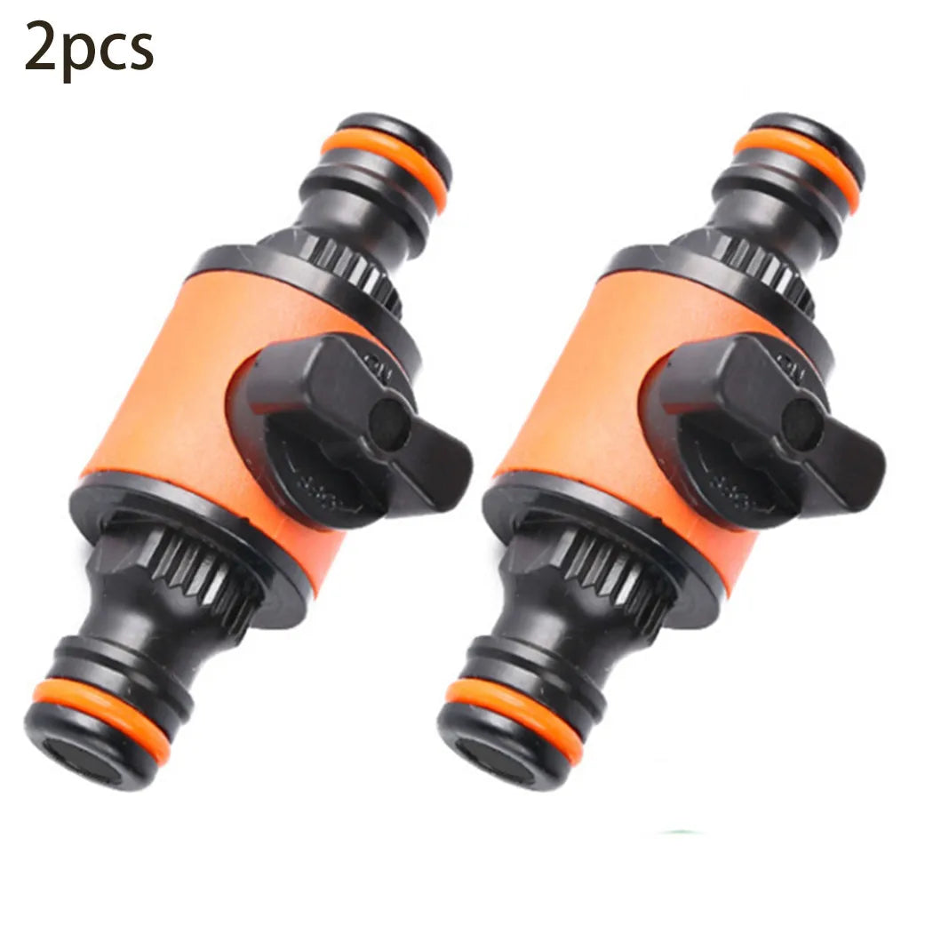 2PCS Garden Hose Shut-Off Valve Connectors – 16mm Quick Coupler In-Line Faucet Fittings for Irrigation & Water Control