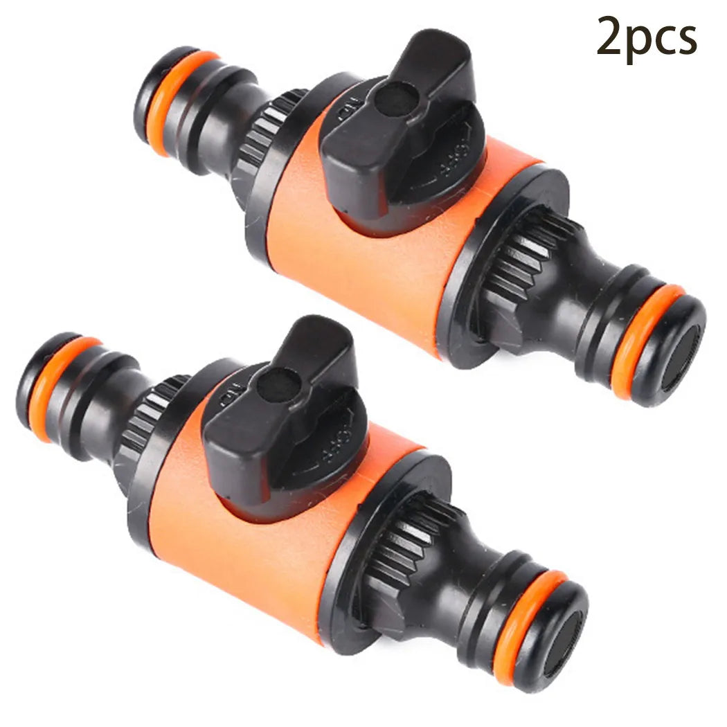 2PCS Garden Hose Shut-Off Valve Connectors – 16mm Quick Coupler In-Line Faucet Fittings for Irrigation & Water Control