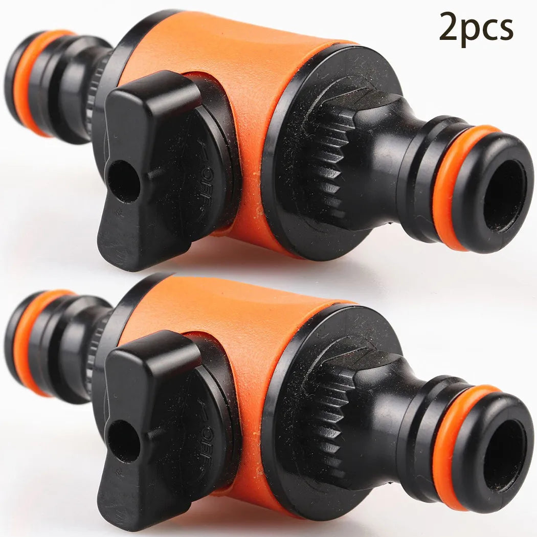 2PCS Garden Hose Shut-Off Valve Connectors – 16mm Quick Coupler In-Line Faucet Fittings for Irrigation & Water Control