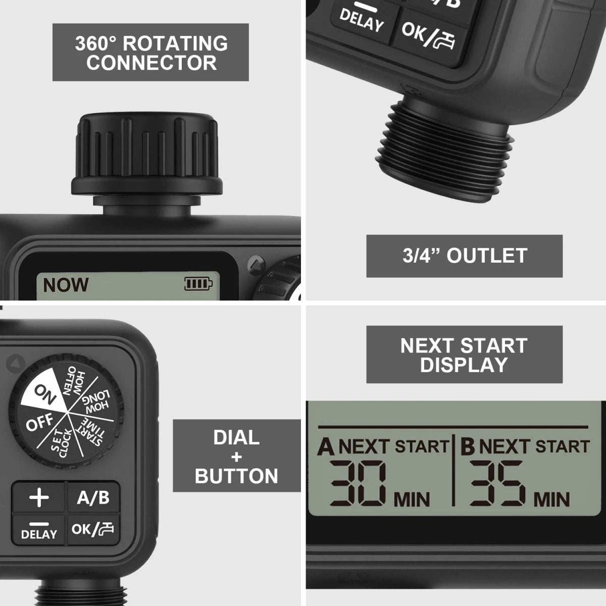 2-Outlet Digital Water Timer – Dual Zone Irrigation Controller (HCT-M06)