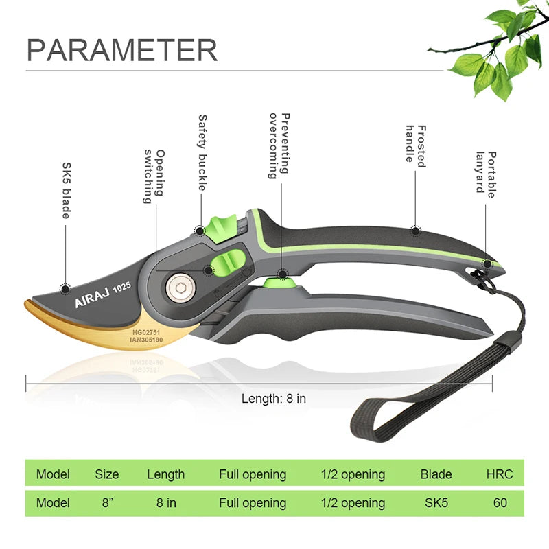 AIRAJ Pruning Shears & Folding Saw Set – Heavy-Duty Garden Tools