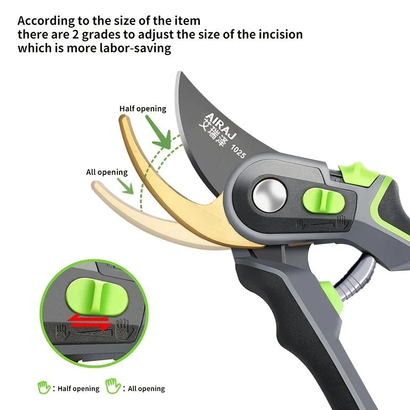 AIRAJ Industrial Pruning Shears – Sharp Bypass Blade, Non-Slip Ergonomic Handle