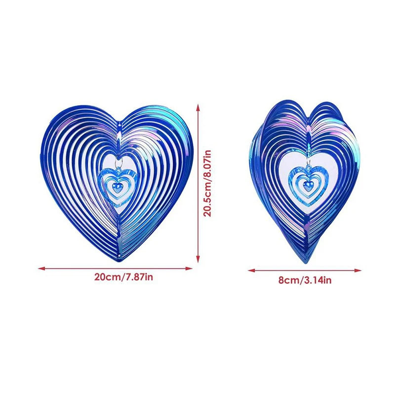 Beating Heart Rotating Metal Wind Chime — Stainless Steel & ABS Spinner for Balcony, Garden, Lawn & Outdoor Decor