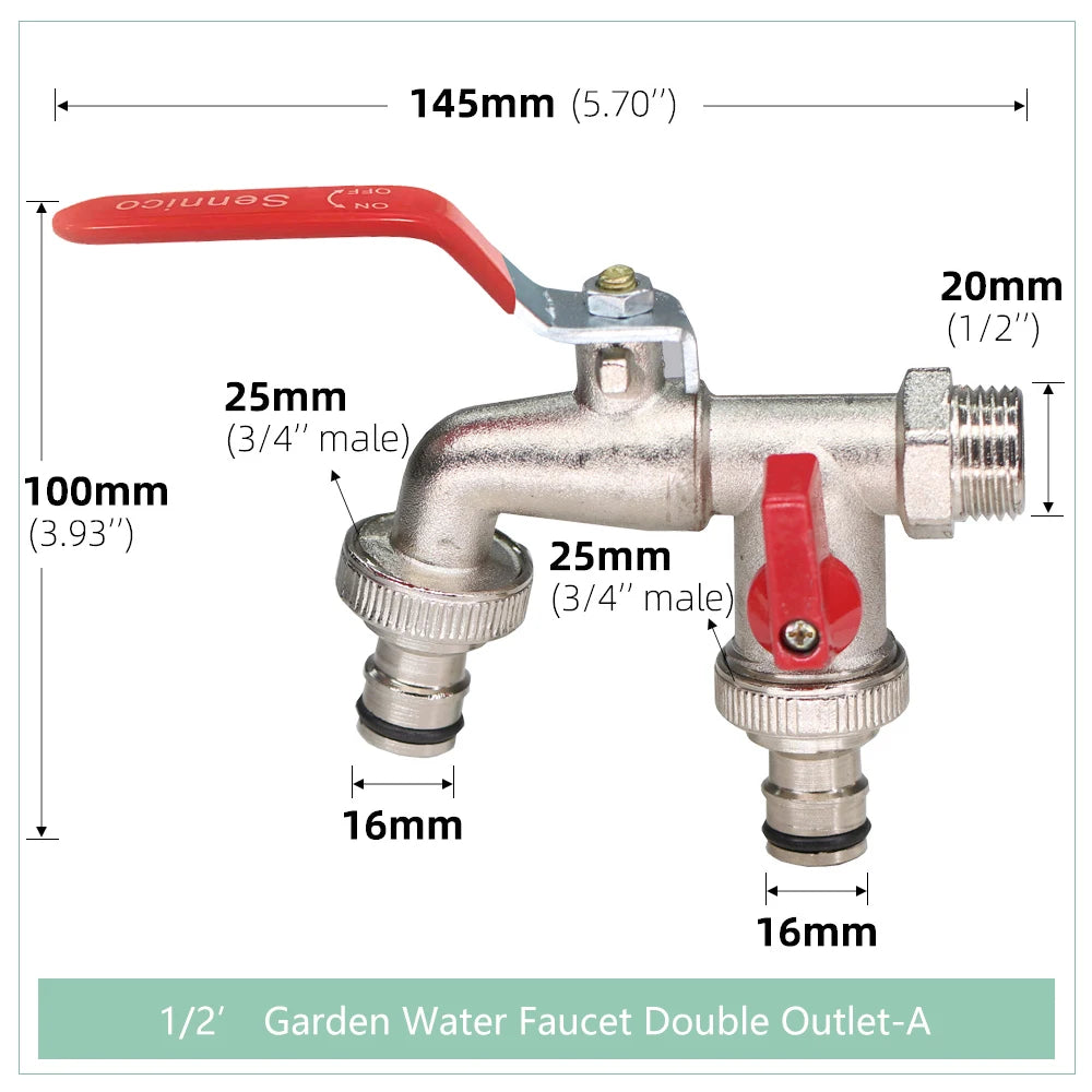 Brass Garden Water Faucet 1/2" with Lever Handle Tap Valve