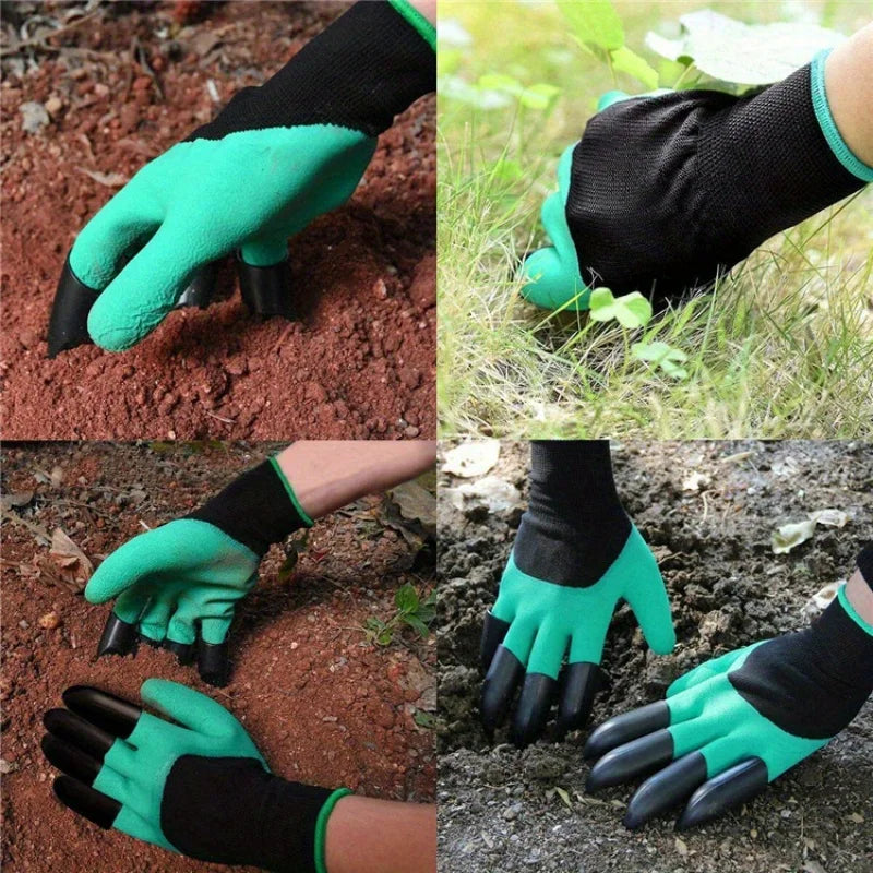 2 Pairs Garden Gloves with Claws — Digging, Planting, Weeding & Seeding Gloves with Nail & Finger Protection