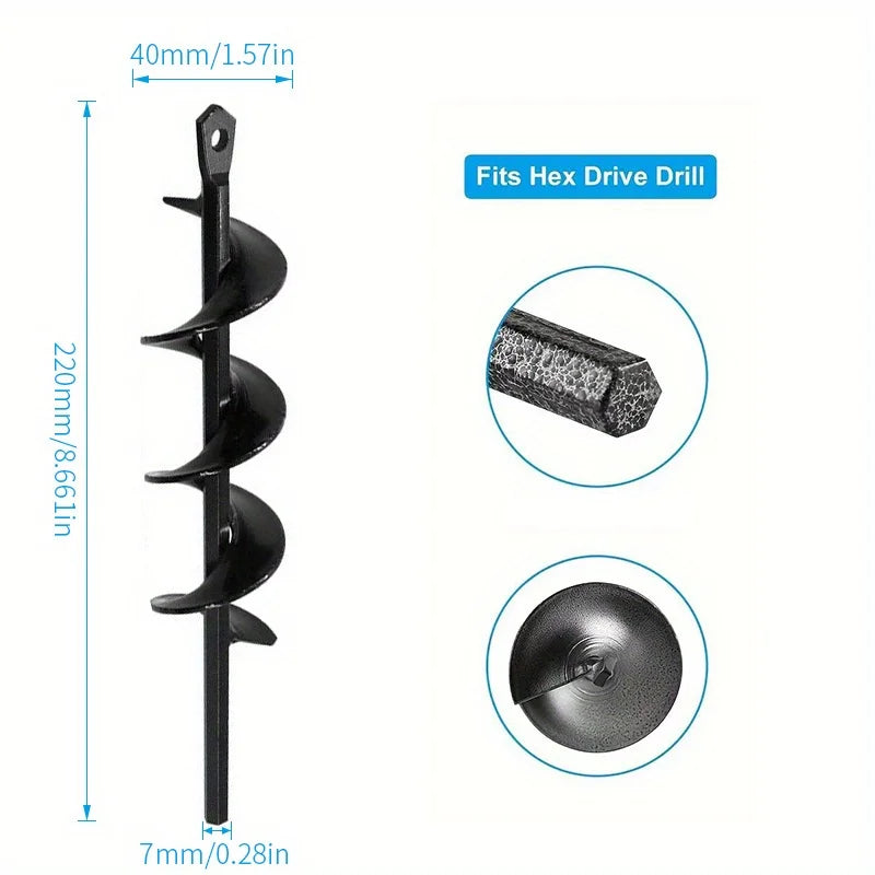 Heavy-Duty Garden Auger Drill Bit for Soil Loosening & Planting