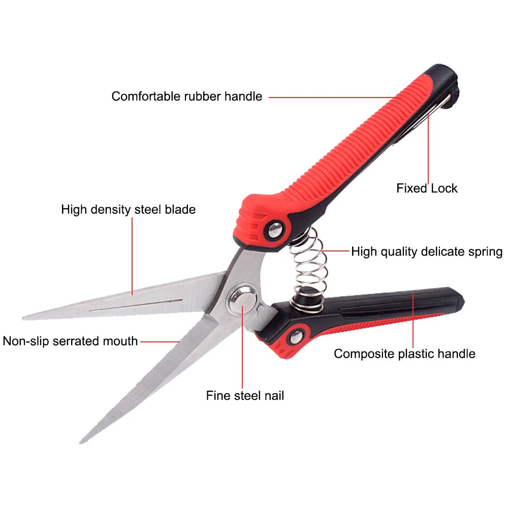 RDDSPON Stainless Steel Pruning Shears – Sharp Bypass Branch Scissors with Non-Slip Handle