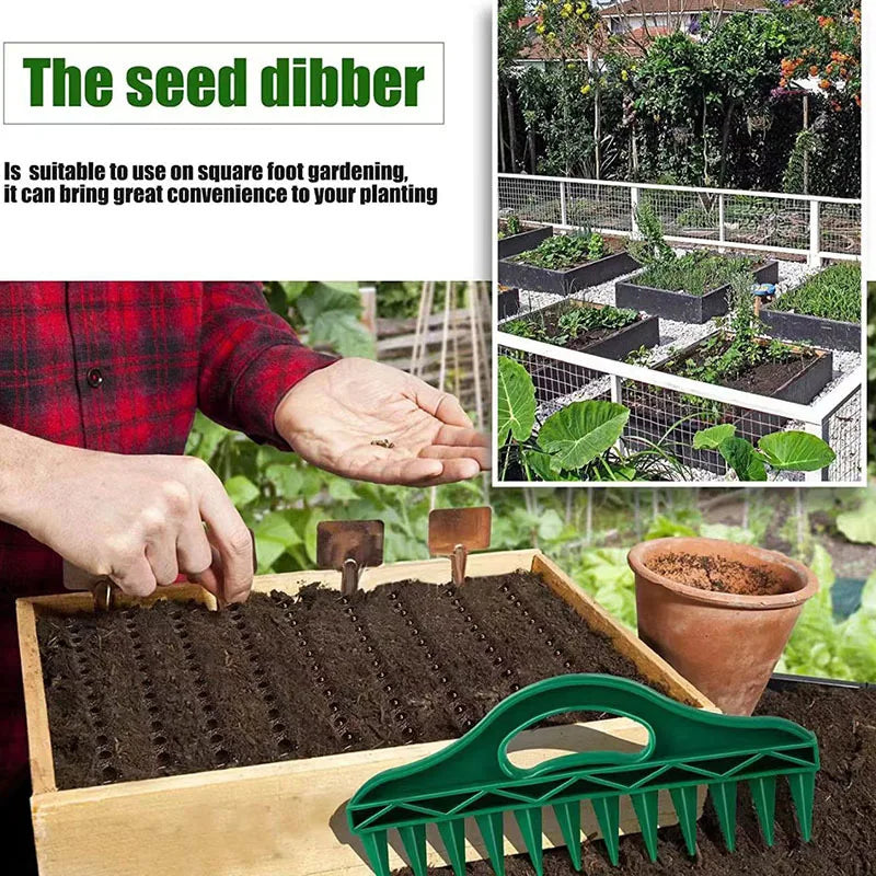 1pc Durable Plastic Hand Dibbler Garden Seeder Tool, 12-Hole Fast Seeding, Waterproof Planting Aid for Efficient Gardening