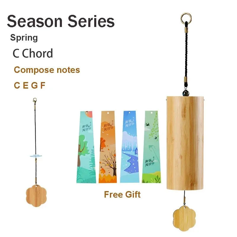 Bamboo Wind Chime – 8-Tone Zen Meditation Chimes with C, G, Am, Dm Chords for Home & Garden