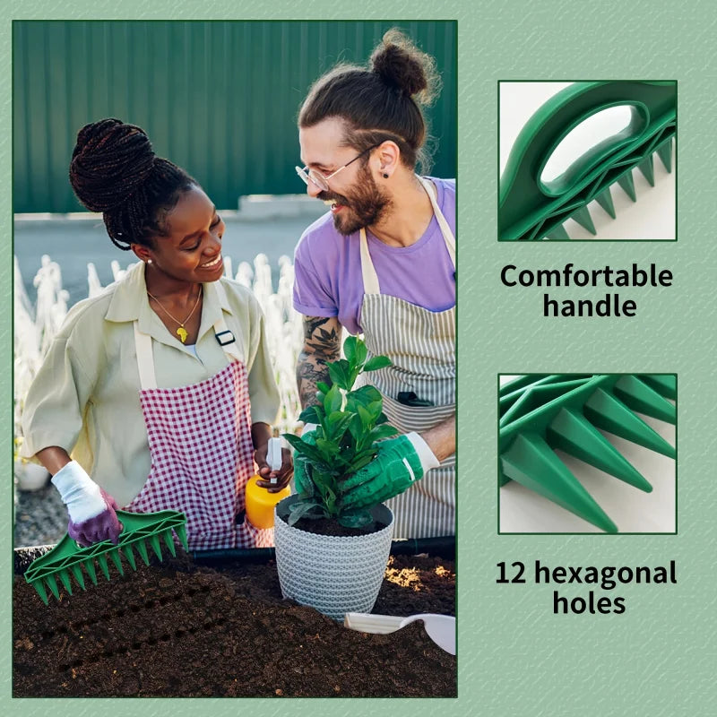 2pcs Garden Hand Dibbler Set – 12-Hole Seeder & Planting Tool