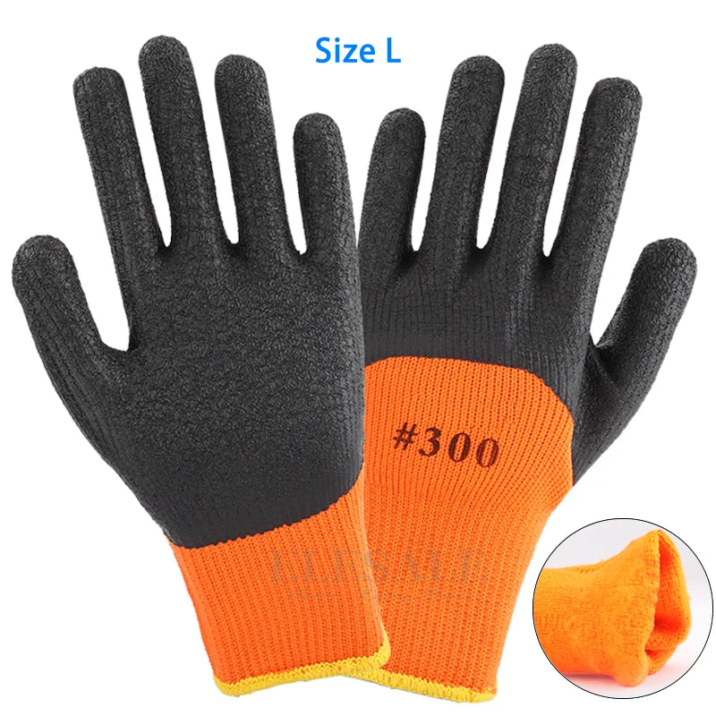 1 Pair Winter Waterproof Thermal Work Gloves – Anti-Slip Grip, Latex