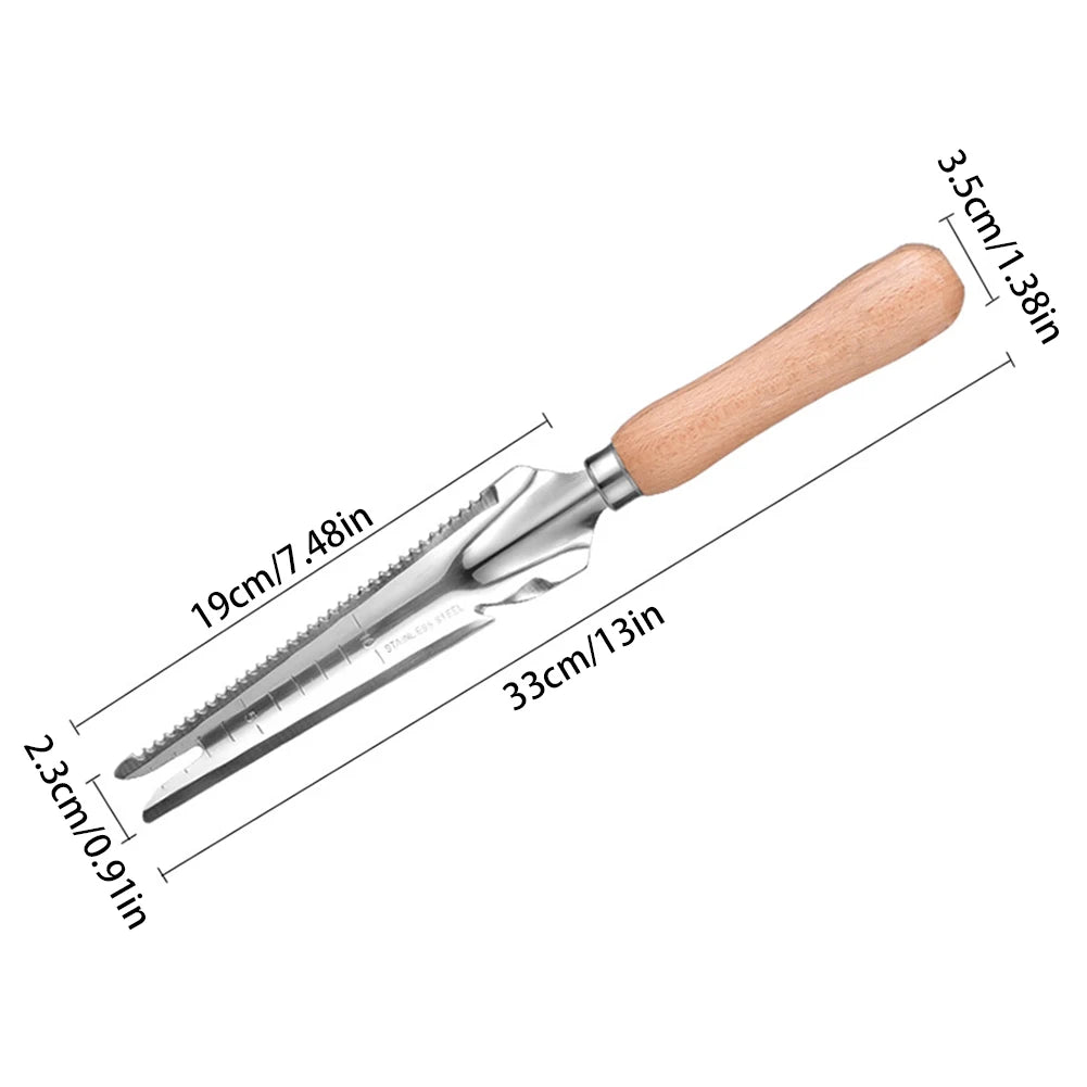 Stainless Steel Weed Puller – Crack Weeder Tool with Wooden Handle