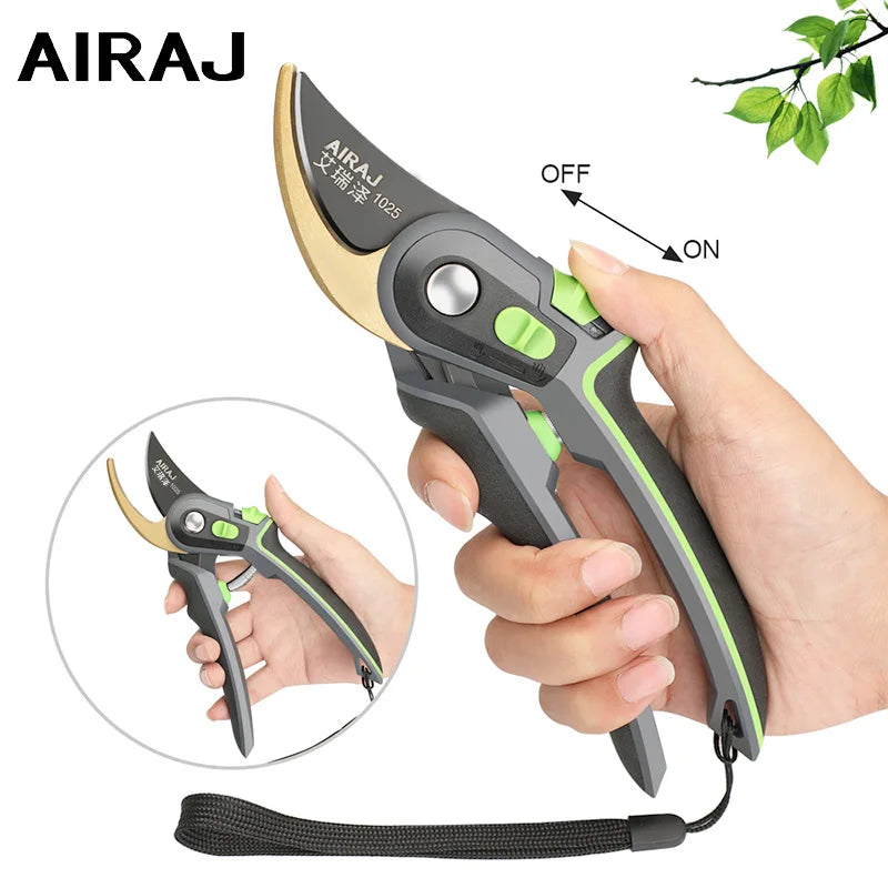 AIRAJ Industrial Pruning Shears – Sharp Bypass Blade, Non-Slip Ergonomic Handle