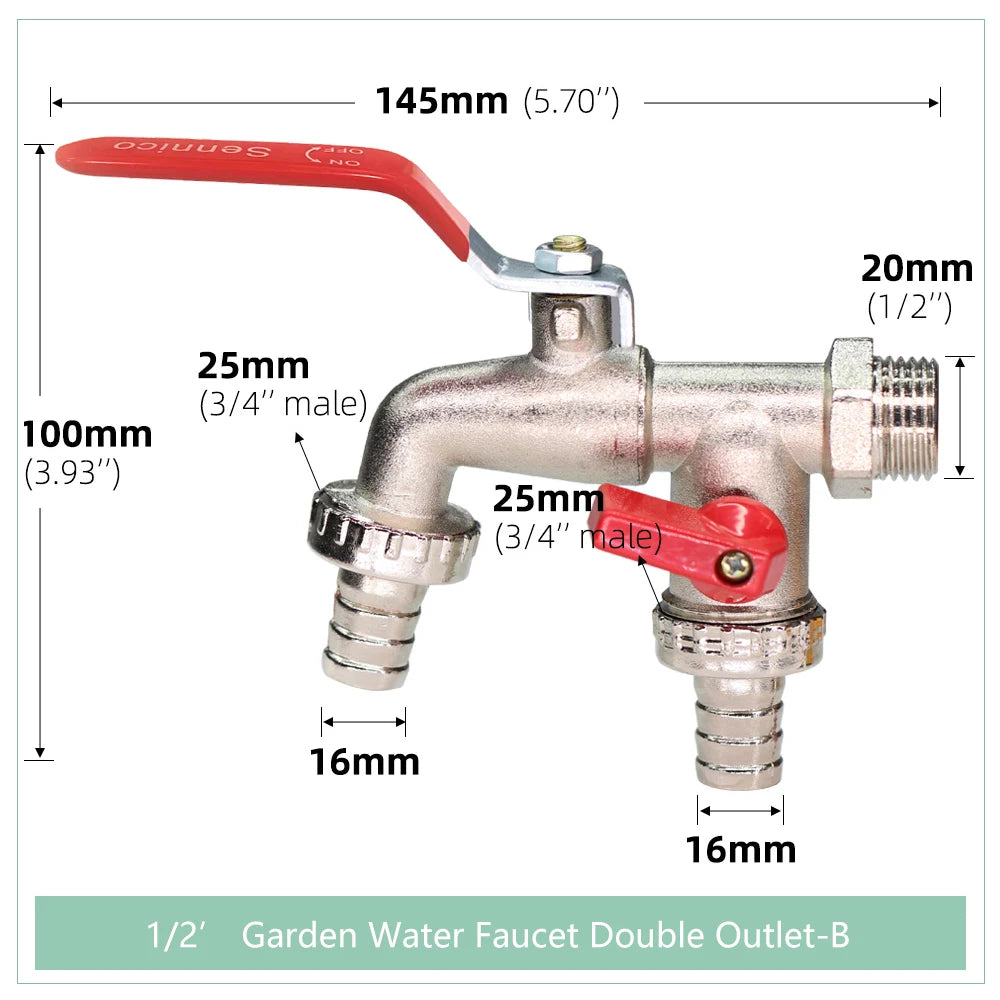 Brass Garden Water Faucet 1/2" with Lever Handle Tap Valve