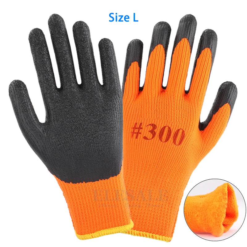1 Pair Winter Waterproof Thermal Work Gloves – Anti-Slip Grip, Latex