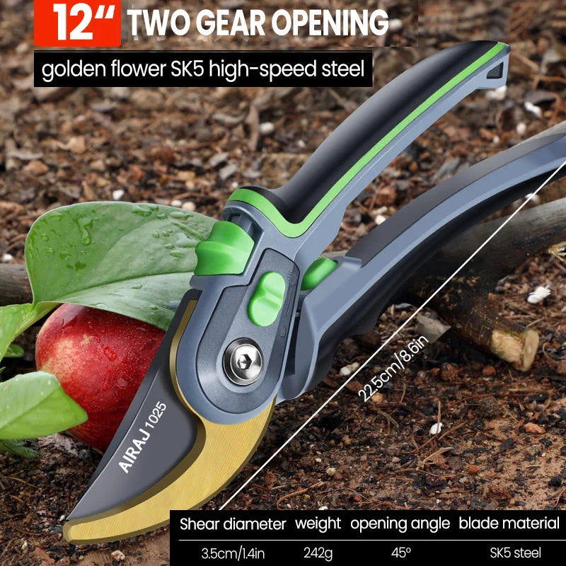 AIRAJ Pruning Shears & Folding Saw Set – Heavy-Duty Garden Tools