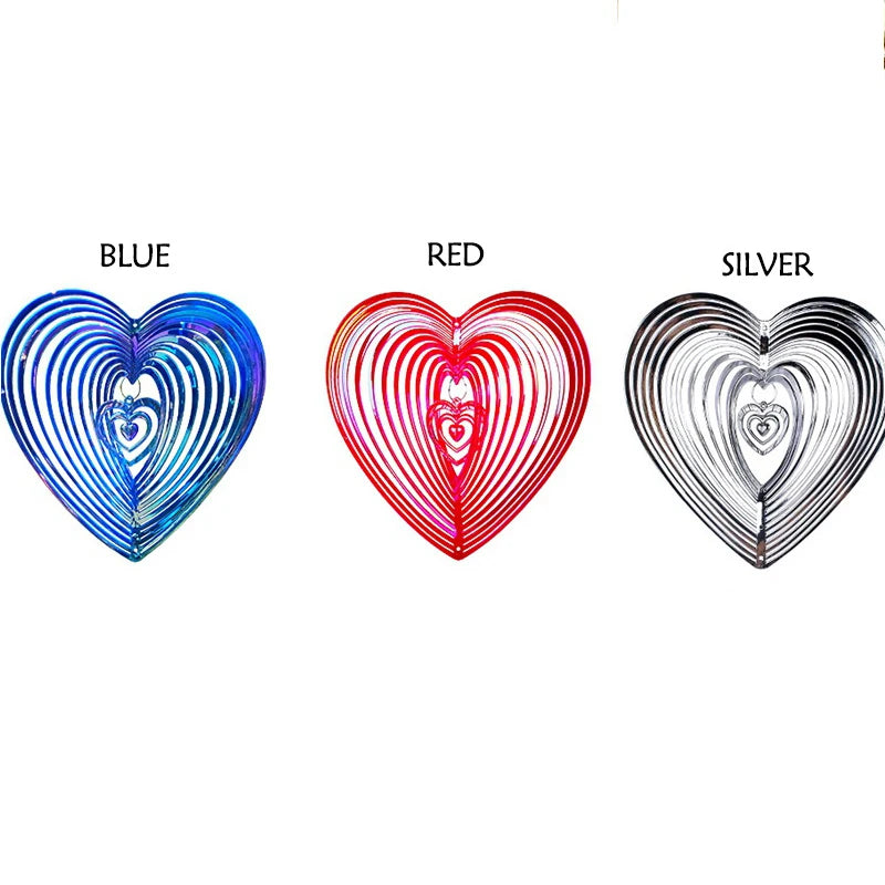 Beating Heart Rotating Metal Wind Chime — Stainless Steel & ABS Spinner for Balcony, Garden, Lawn & Outdoor Decor