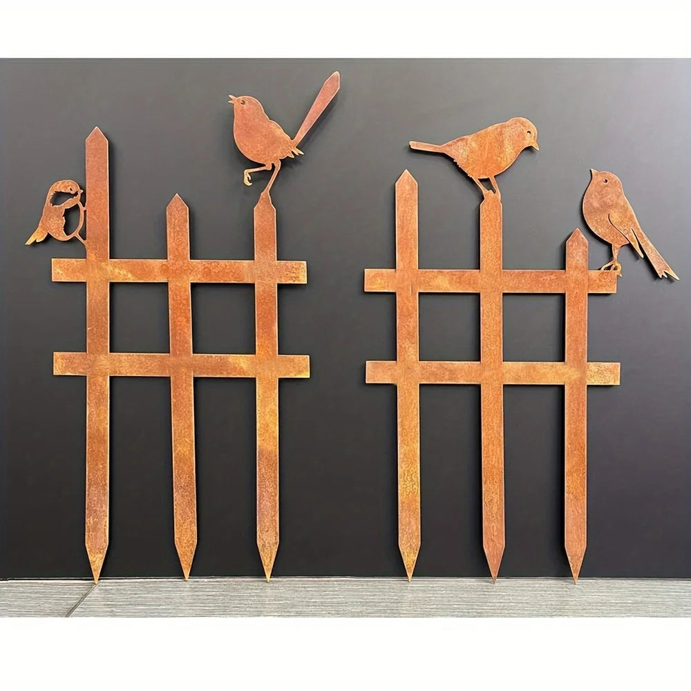 Rustic Metal Bird Garden Stake – Outdoor Fence & Garden Decoration