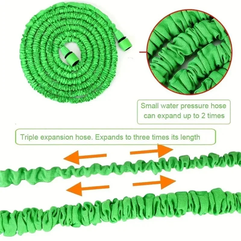 Expandable Garden Hose with Spray Gun – 25FT to 100FT Telescopic