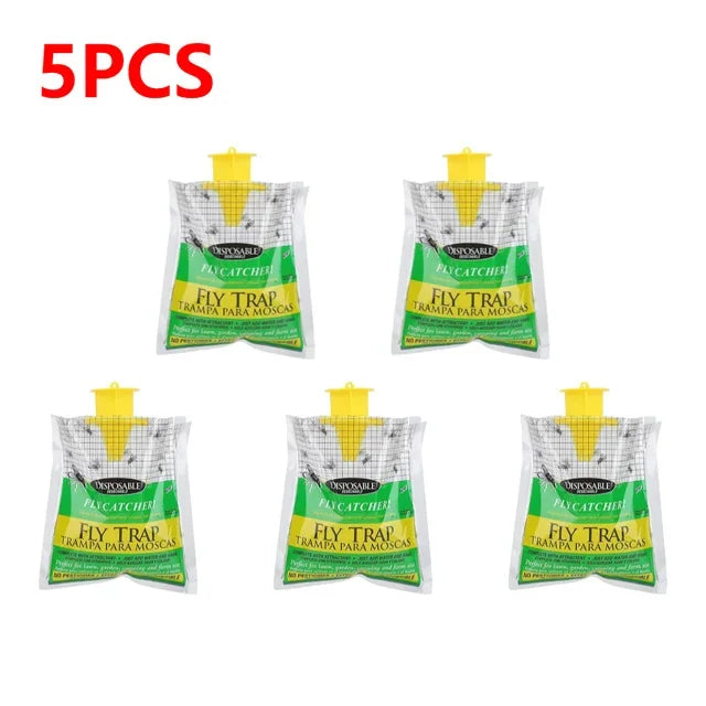 Disposable Fly Trap Catcher Bag – Hanging Non-Toxic Fly Killer with Bait for Garden & Household Use