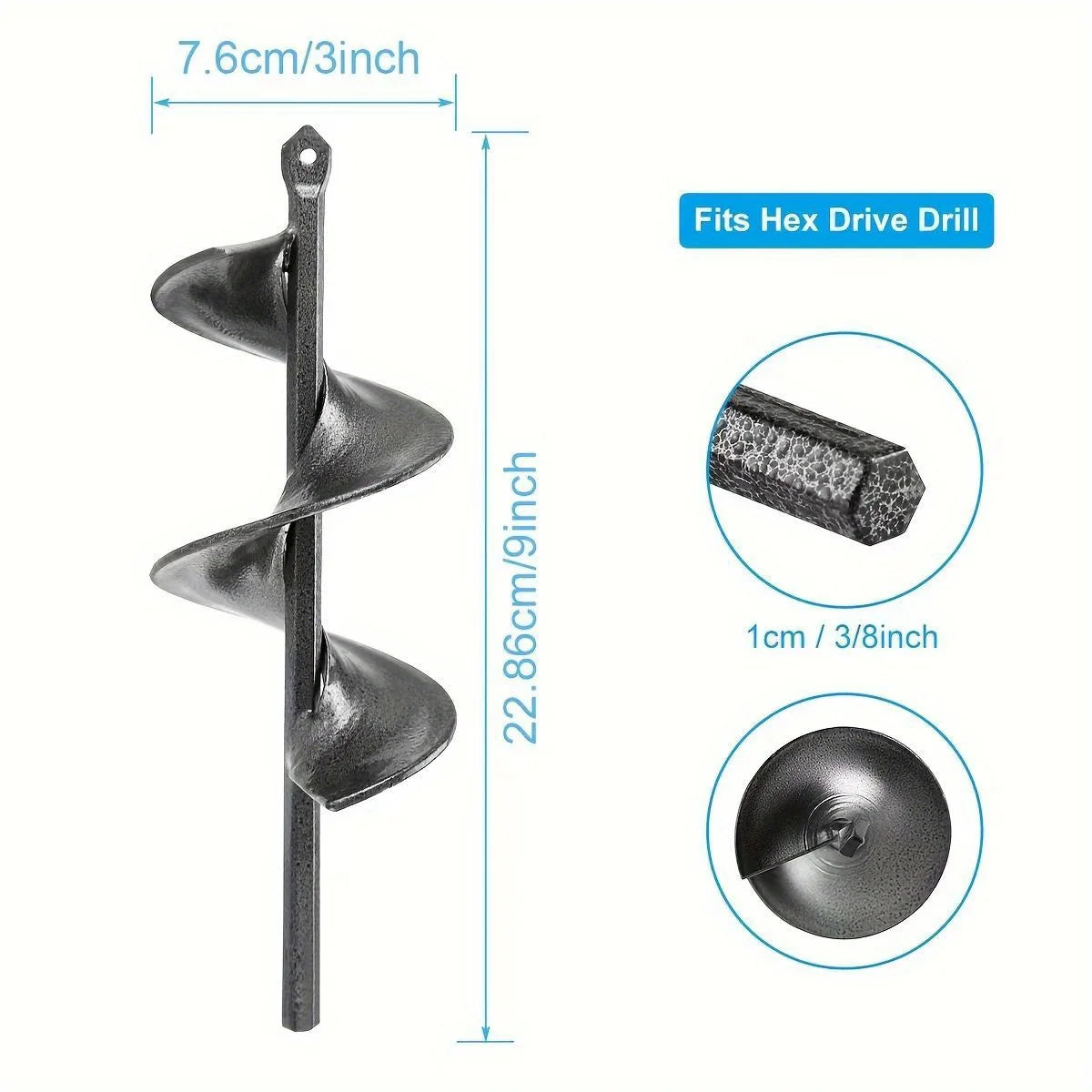 Heavy-Duty Garden Auger Drill Bit for Soil Loosening & Planting