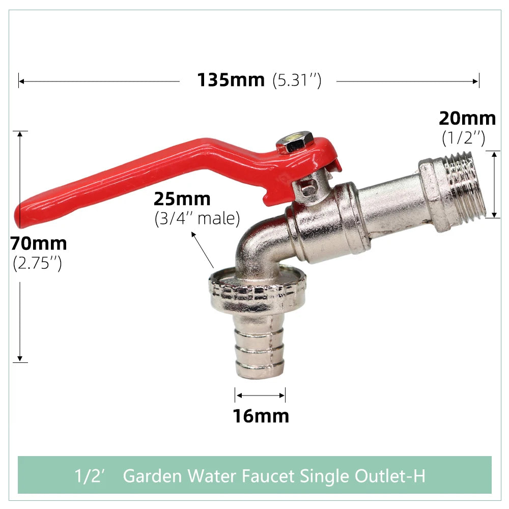 Brass Garden Water Faucet 1/2" with Lever Handle Tap Valve