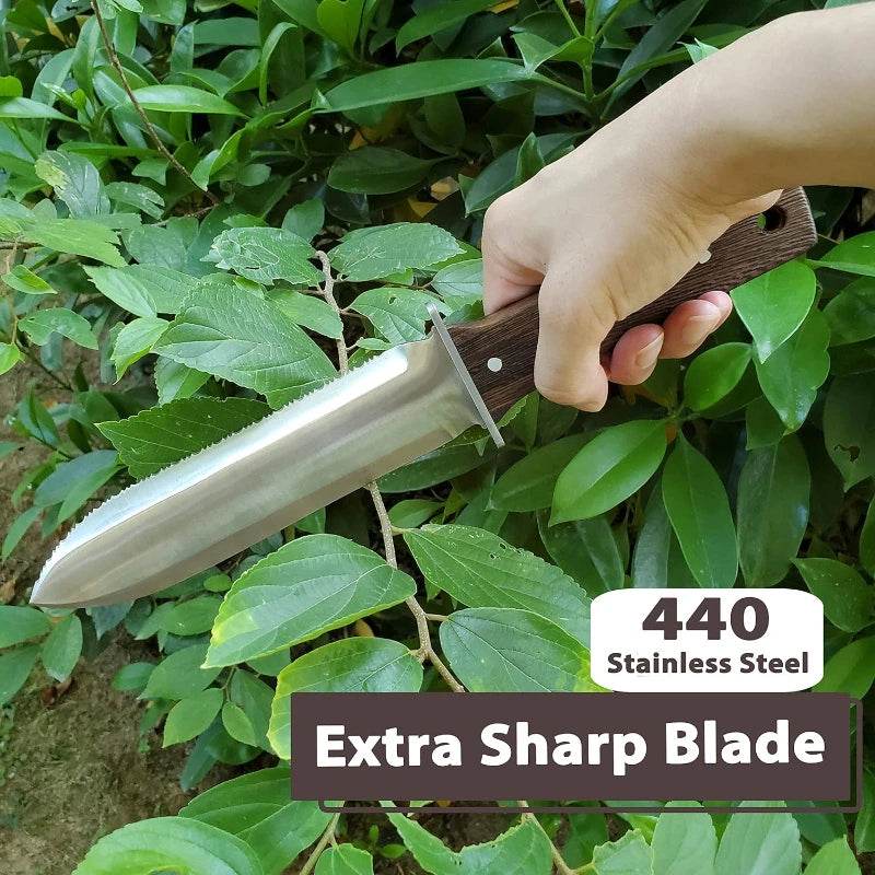Professional Hori Garden Knife with Leather Sheath & Handguard – Multi-Use Weeding, Digging, and Cutting Tool
