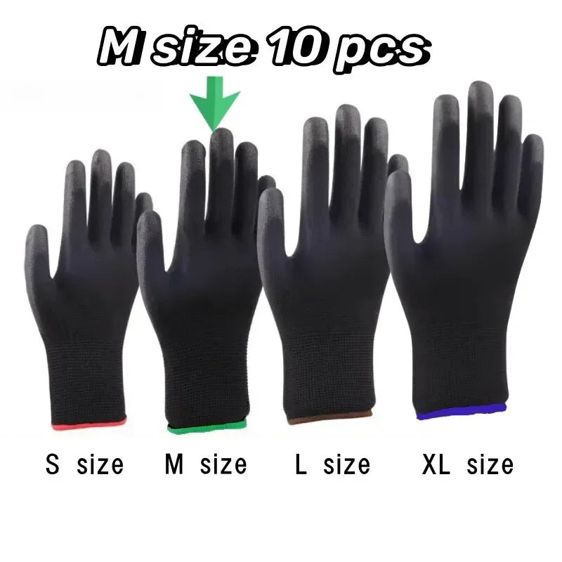 10 Pairs Durable Safety Gloves – Anti-Slip, Wear-Resistant, ESD Protection for Gardening & Woodworking