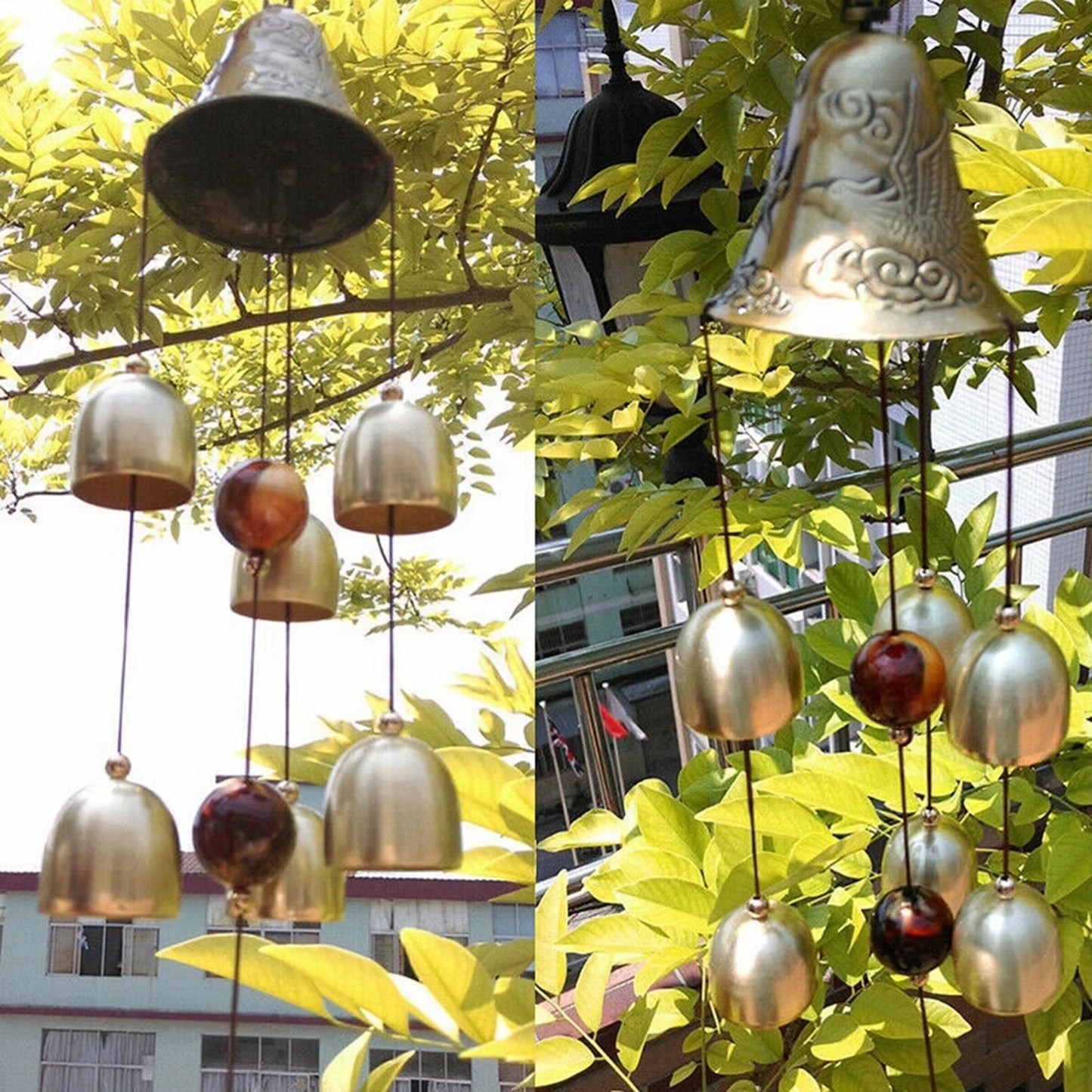 Lucky Dragon-Shaped Metal Wind Chime — Copper Alloy Hanging Décor for Home, Balcony, Courtyard & Gift Occasions (55cm)