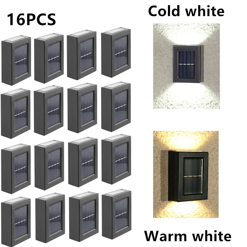 Solar LED Wall Lights – IP65 Waterproof Outdoor Garden Lighting (1–16 PCS)