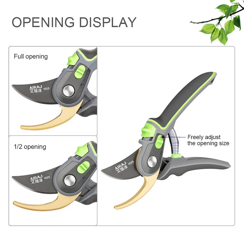 AIRAJ Industrial Pruning Shears – Sharp Bypass Blade, Non-Slip Ergonomic Handle