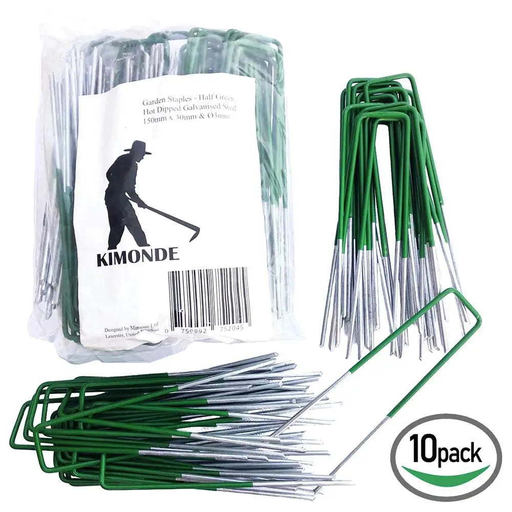 10PCS 150x30x3mm Green Carbon Steel U-Shaped Garden Nails – Ground Pegs for Shade Nets, Insect Nets & Fabrics