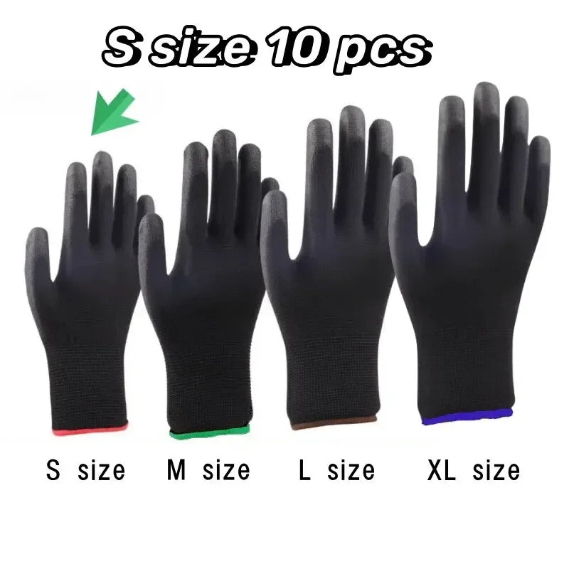 10 Pairs Durable Safety Gloves – Anti-Slip, Wear-Resistant, ESD Protection for Gardening & Woodworking