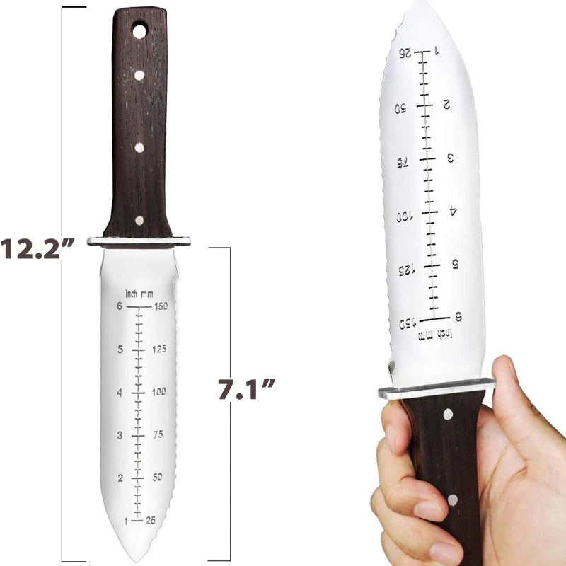 Professional Hori Garden Knife with Leather Sheath & Handguard – Multi-Use Weeding, Digging, and Cutting Tool