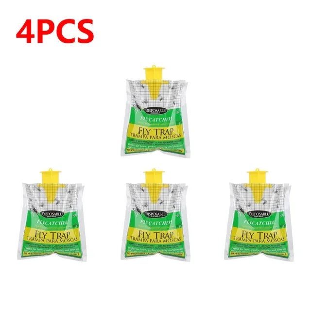 Disposable Fly Trap Catcher Bag – Hanging Non-Toxic Fly Killer with Bait for Garden & Household Use