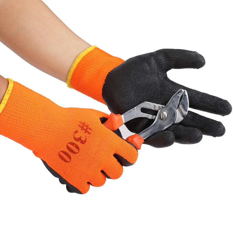 1 Pair Winter Waterproof Thermal Work Gloves – Anti-Slip Grip, Latex