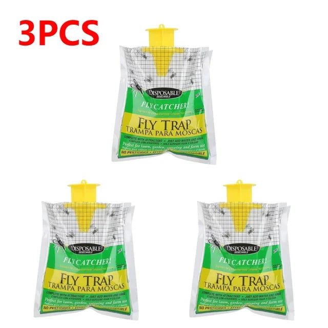 Disposable Fly Trap Catcher Bag – Hanging Non-Toxic Fly Killer with Bait for Garden & Household Use