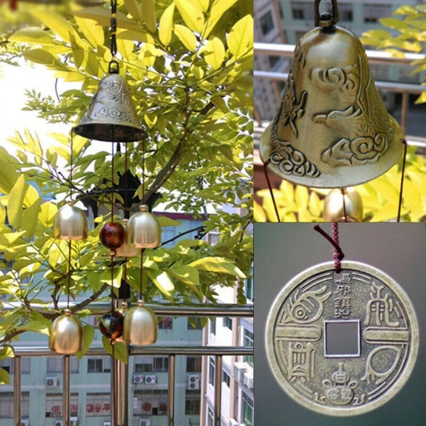 Lucky Dragon-Shaped Metal Wind Chime — Copper Alloy Hanging Décor for Home, Balcony, Courtyard & Gift Occasions (55cm)