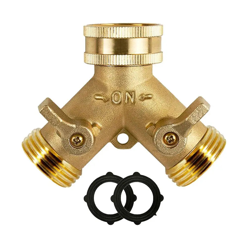 3/4" Brass Garden Hose Splitter – 2-Way Y Tap Connector (1–3 Sets)