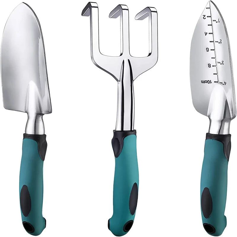 3-Piece Heavy Duty Garden Tool Set – Trowel, Rake & Transplanter