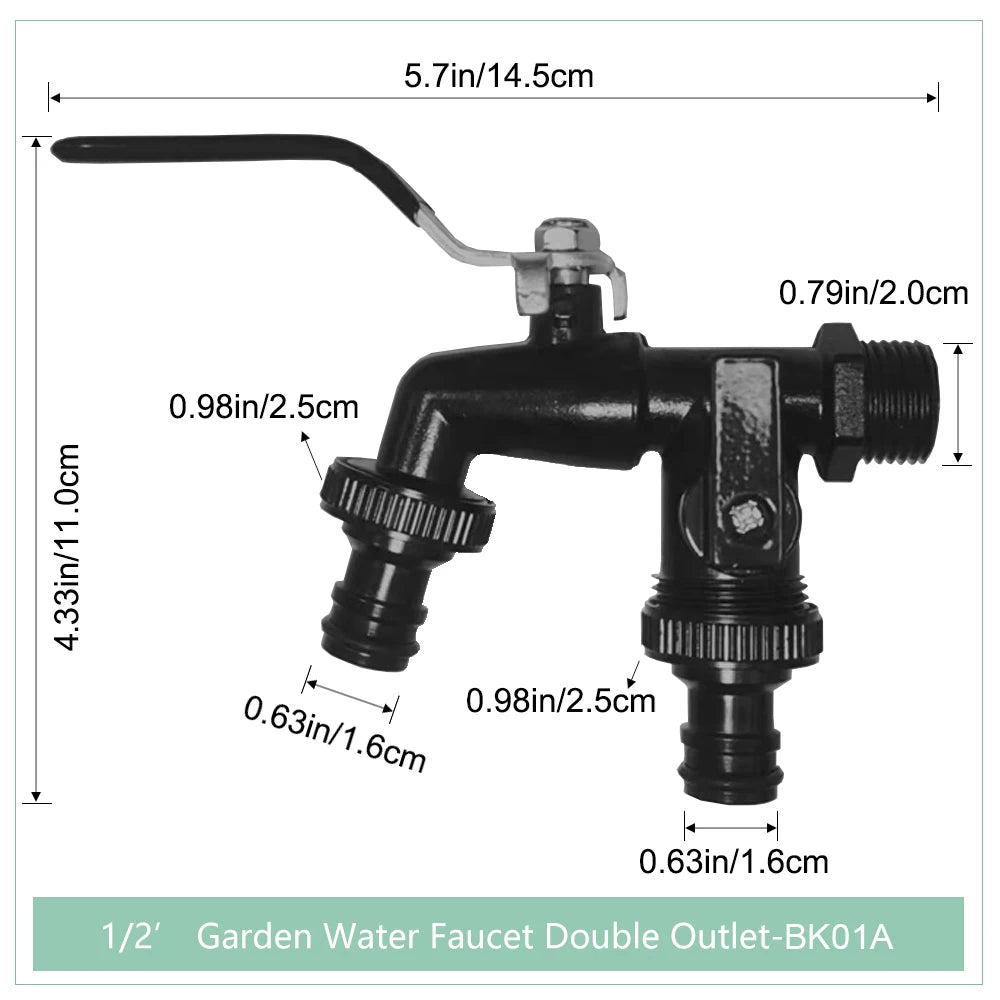 Brass Garden Water Faucet 1/2" with Lever Handle Tap Valve
