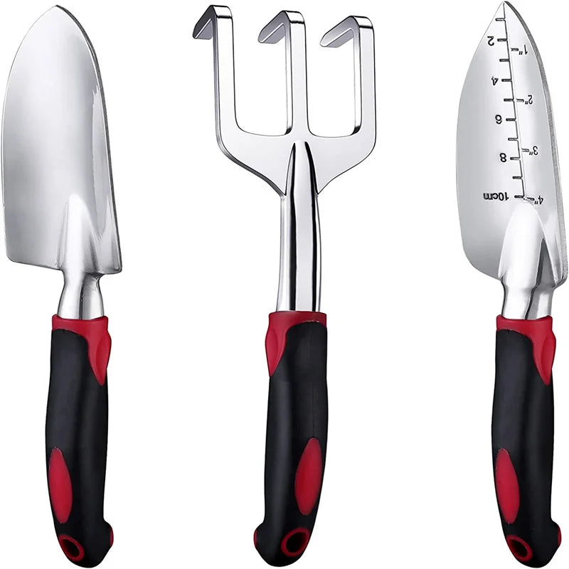 3-Piece Heavy Duty Garden Tool Set – Trowel, Rake & Transplanter