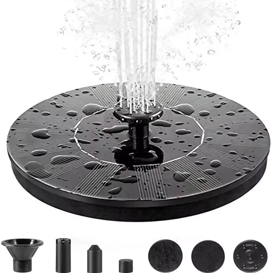 1.4W Outdoor Solar Fountain Pump — Floating Water Feature for Pools, Ponds, and Gardens (Combined Spray Nozzles)