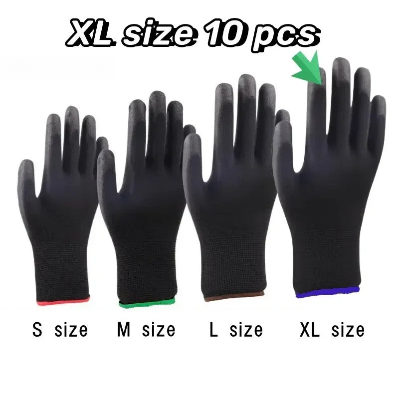 10 Pairs Durable Safety Gloves – Anti-Slip, Wear-Resistant, ESD Protection for Gardening & Woodworking