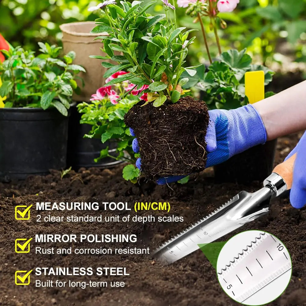 Stainless Steel Weed Puller – Crack Weeder Tool with Wooden Handle