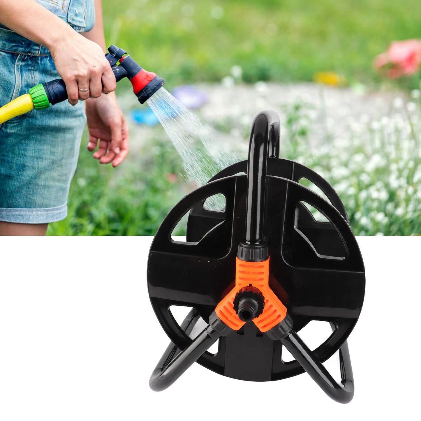 DIY Portable Hose Reel – Single Arm Water Pipe Storage Rack for Garden & Car Washing