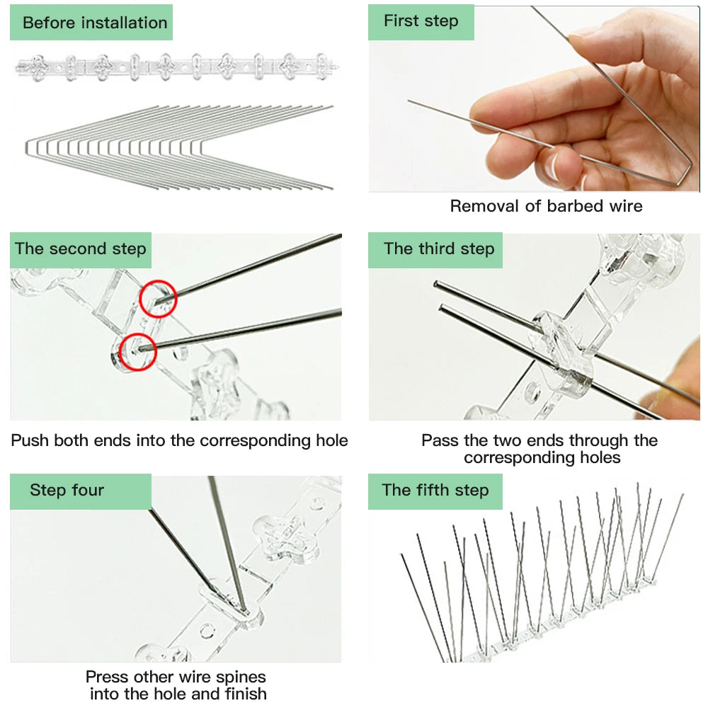 10pcs Stainless Steel Bird Repellent Spikes — Garden & Balcony Deterrent Set for Home Use