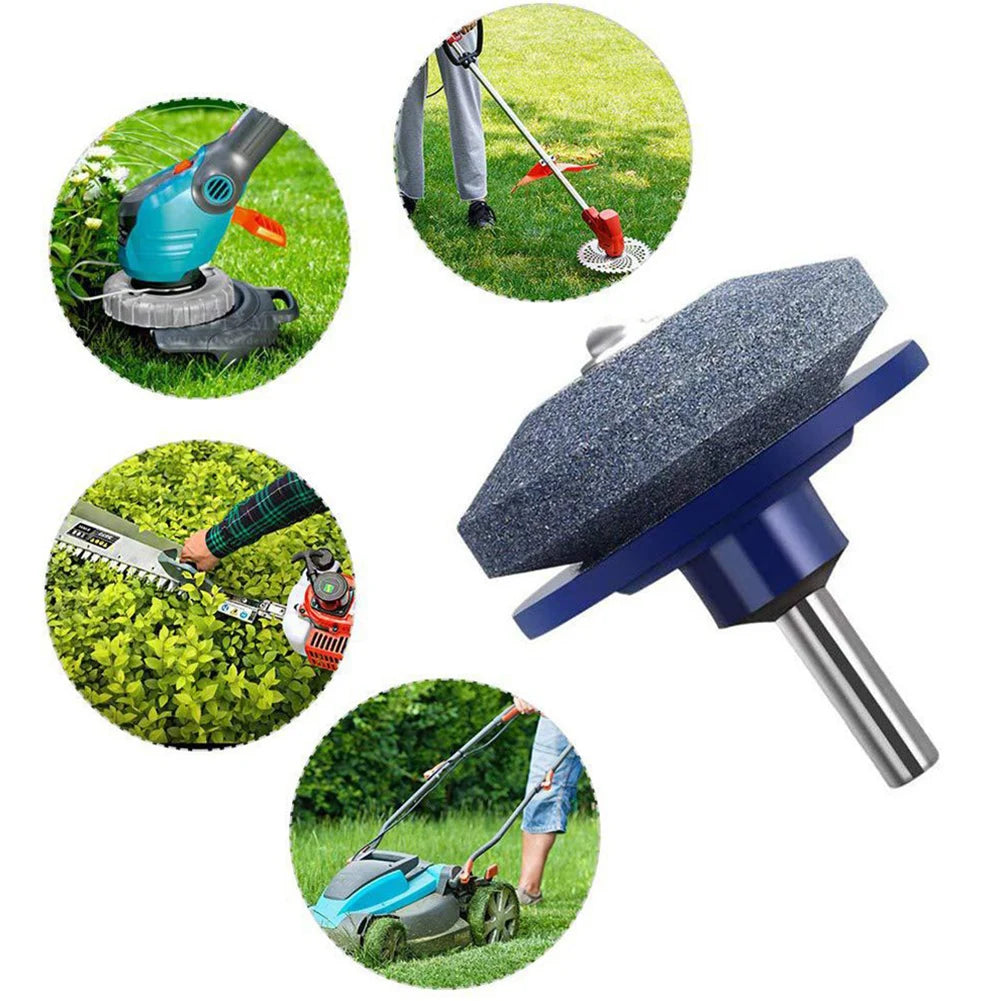 Lawn Mower Blade Sharpener – Universal Drill Attachment, Durable Grinding Stone