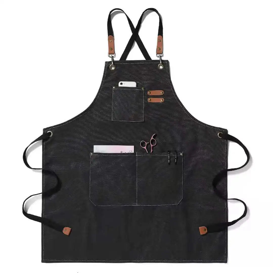Canvas Work Apron – Waterproof Kitchen & Gardening Apron with Pockets
