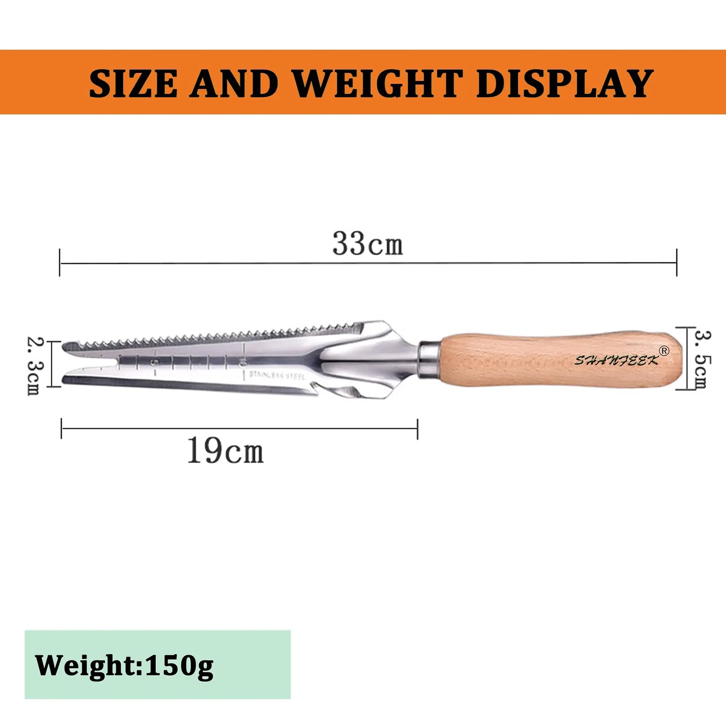 Stainless Steel Weed Puller – Crack Weeder Tool with Wooden Handle